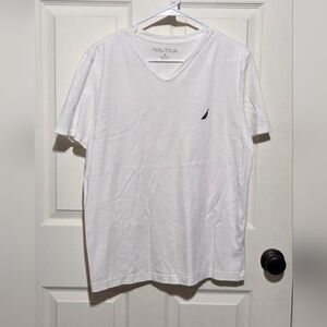 White Nautica V-neck tee